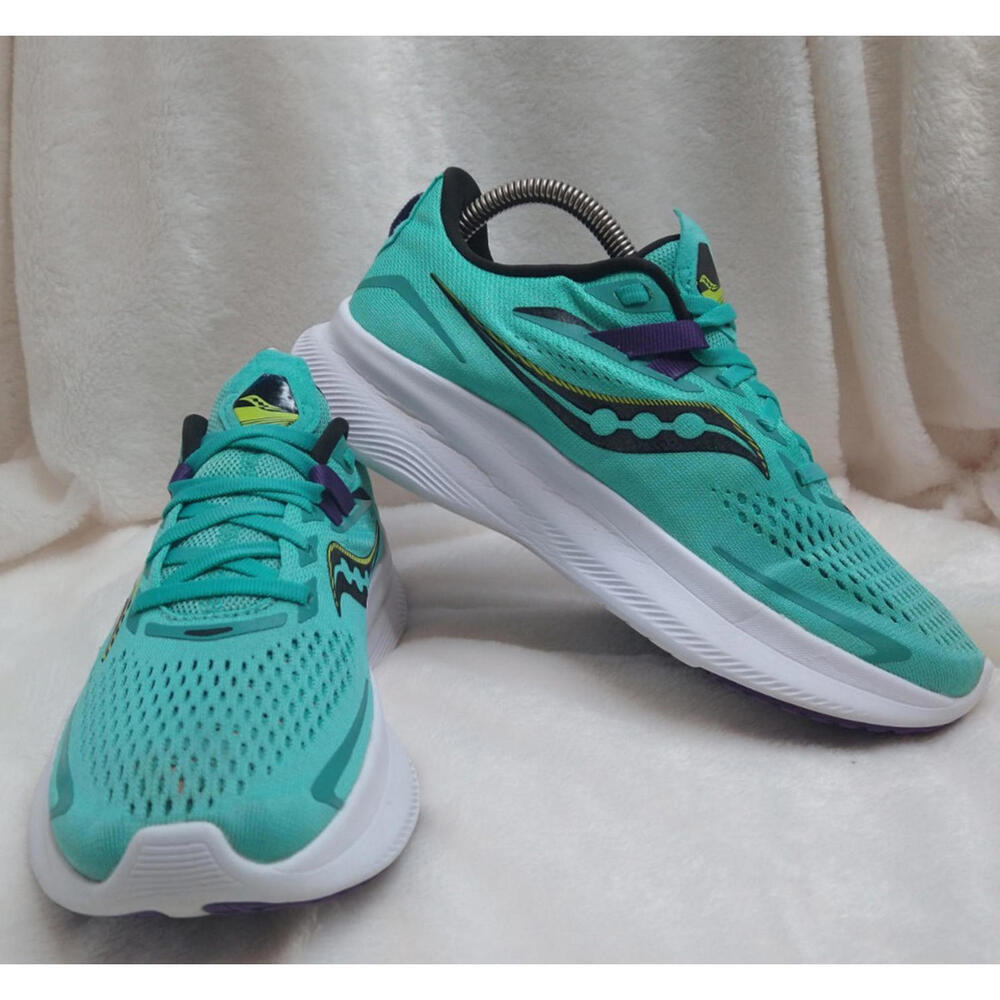 Saucony Ride 15 Women's 7.5 Mint/Purple Low Top PWRRUN Running Shoes